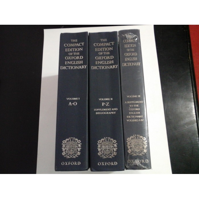 THE COMPACT EDITION OF THE OXFORD ENGLISH DICTIONARY - 3 vol.(reproduced micrographically)